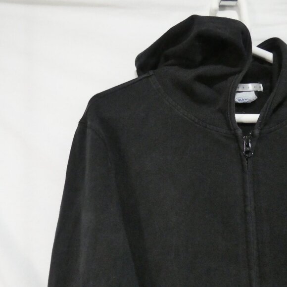 OLD NAVY - Stretch | 18 pit to pit measured | Black Zip-Up Hooded Sweatshirt - Picture 4 of 15